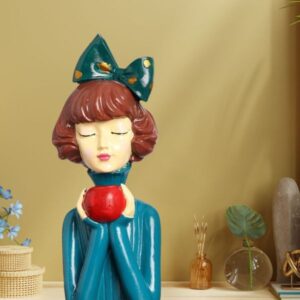 Charming Girl with Apple Statue | Handcrafted Figurine Showpiece | for Home, Living Room, Table Decoration